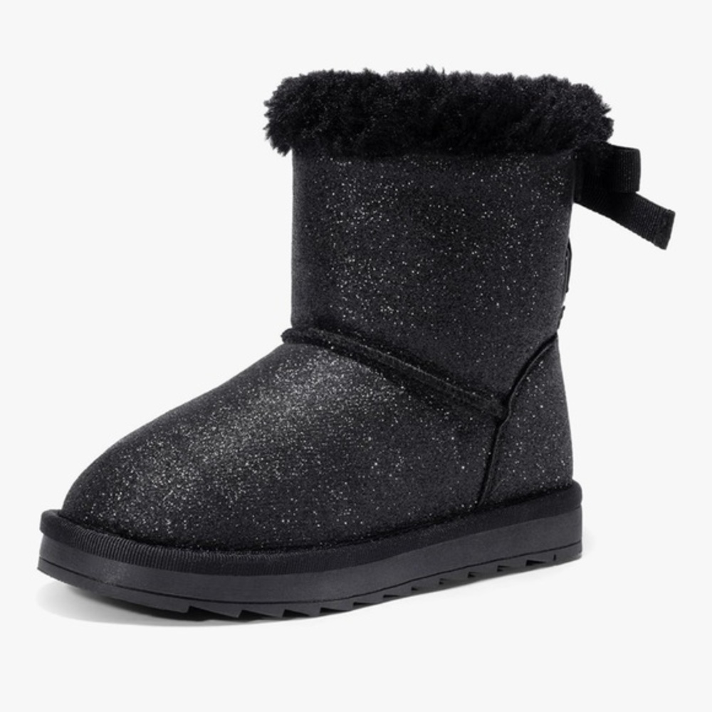 WEESTEP Kids Black Glitter Fur trim snow boots size 1